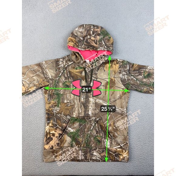 Under Armour Realtree Camo Hoodie Womens Medium Hot Pink Logo Semi-Fitted Jumper - Picture 3 of 9